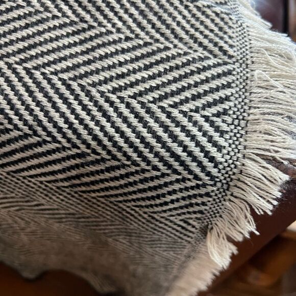 NWT Old Navy scarf beige and black with fringe - Picture 1 of 6